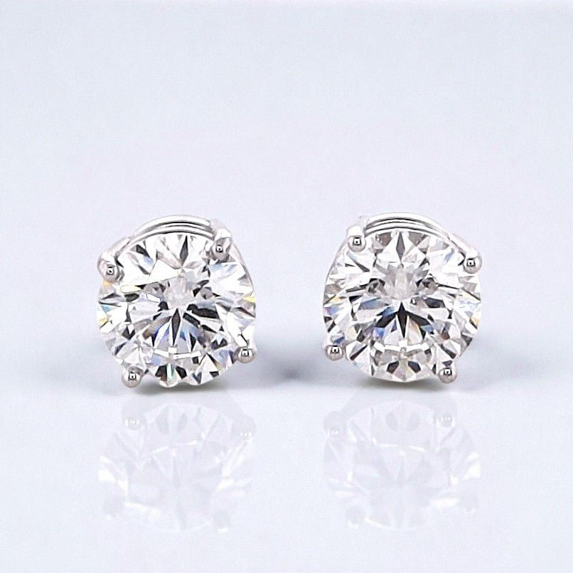 3.5 Carat Round Brilliant Lab Grown Diamond Stud Earrings in 14K Gold - Rarest Jewelries