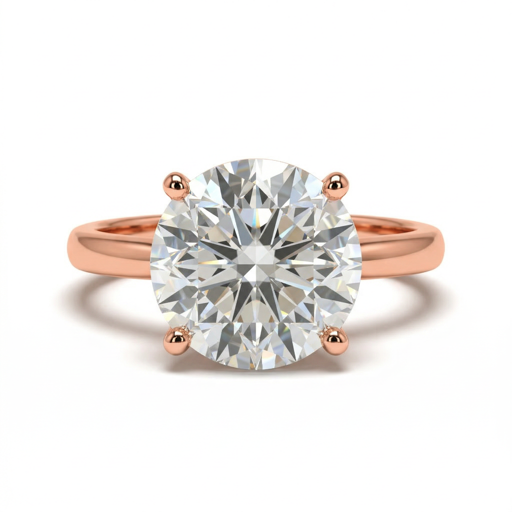 3 Carat Round Brilliant Lab-Grown Diamond Solitaire Ring in 14K Gold