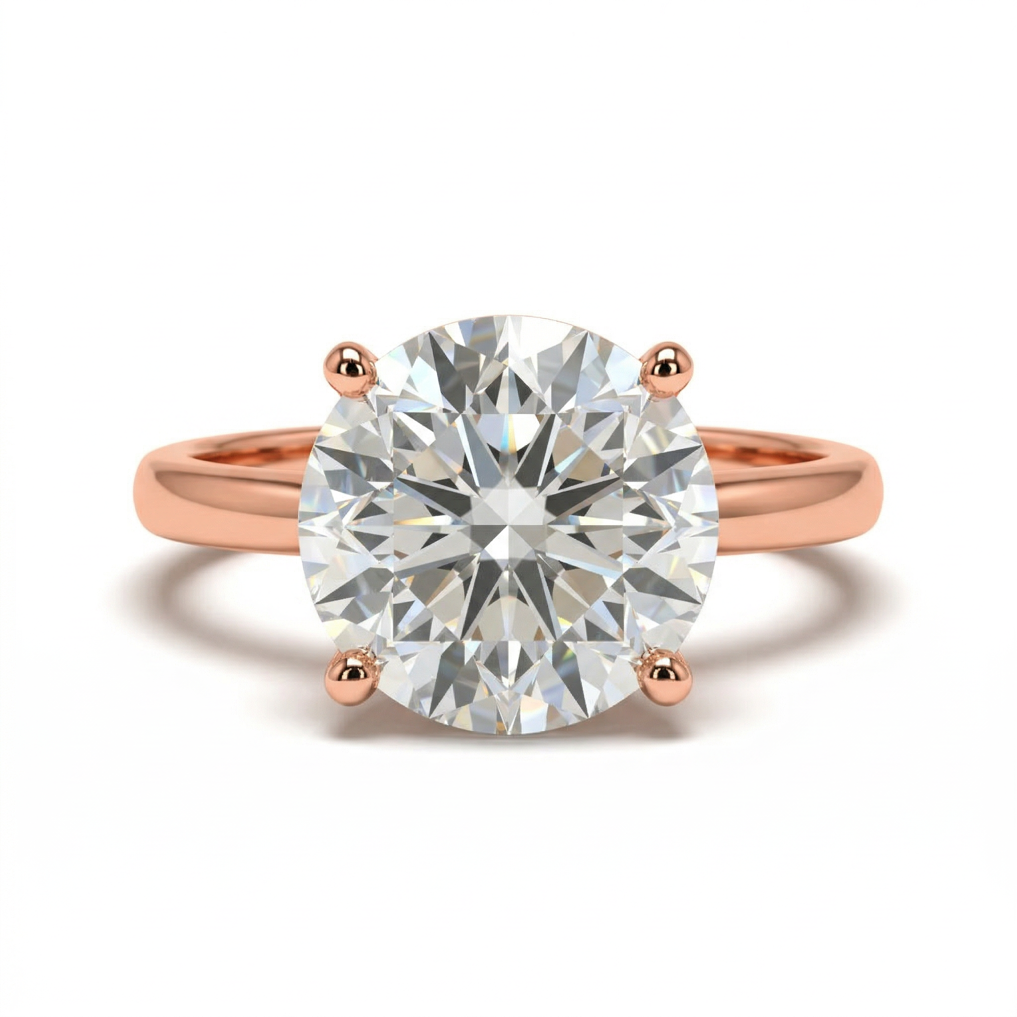 3 Carat Round Brilliant Lab-Grown Diamond Solitaire Ring in 14K Gold