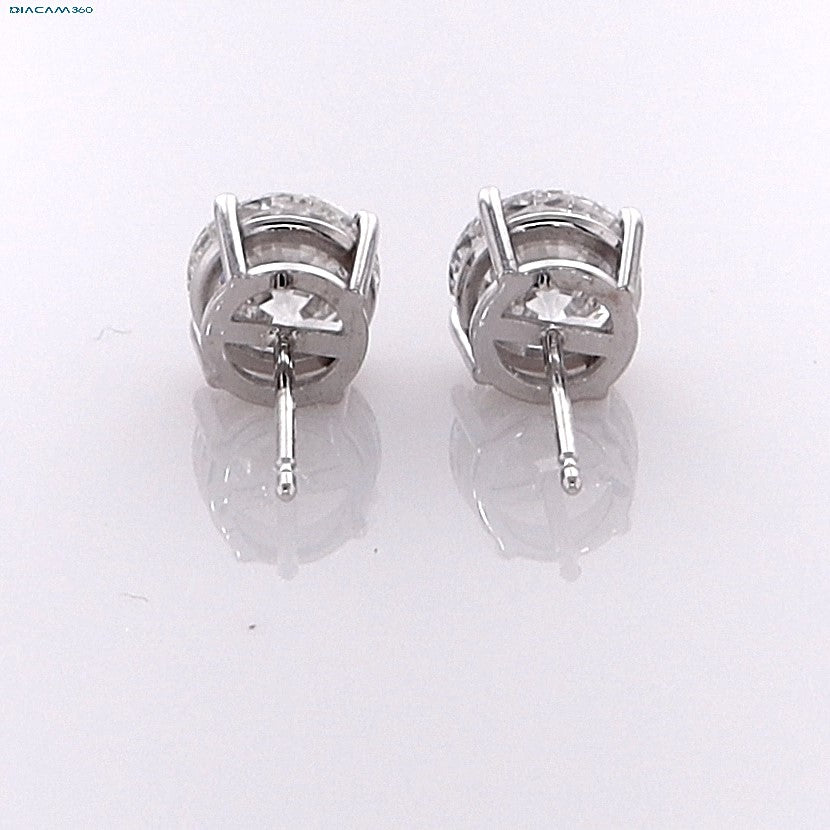 3 Carat Round Brilliant Lab Grown Diamond Stud Earrings in 14K Gold