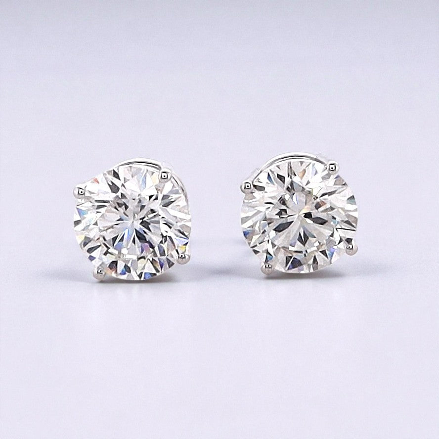 4 Carat Forever Round Brilliant Lab Grown Diamond Stud Earrings in 14K Gold - Rarest Jewelries