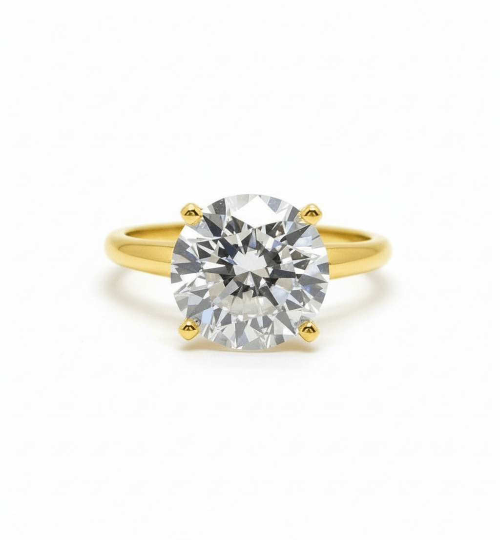 4.01 Carat Round Brilliant Lab Grown Diamond Engagement Solitaire Ring in 14K Gold - Rarest Jewelries