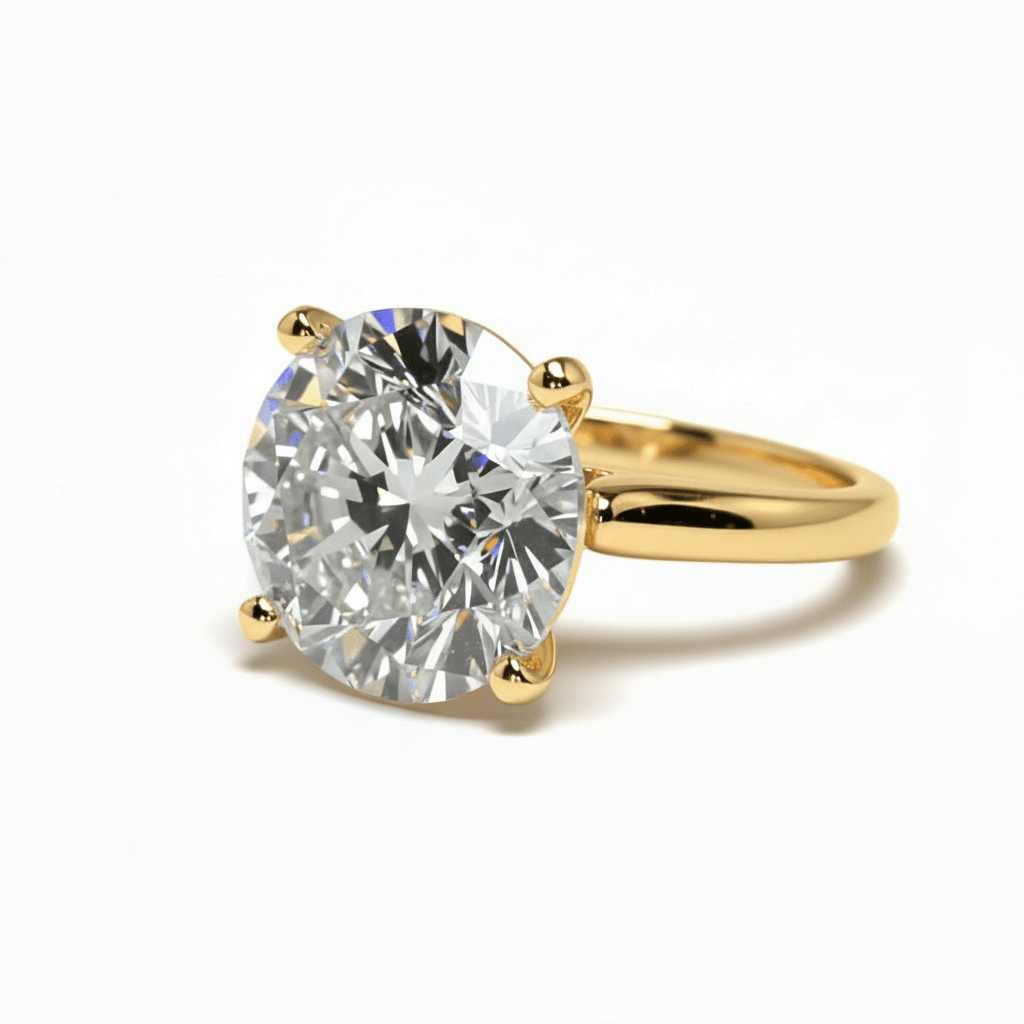 4.01 Carat Round Brilliant Lab Grown Diamond Engagement Solitaire Ring in 14K Gold - Rarest Jewelries
