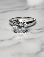 4.01 Carat Round Brilliant Lab Grown Diamond Engagement Solitaire Ring in 14K Gold - Rarest Jewelries