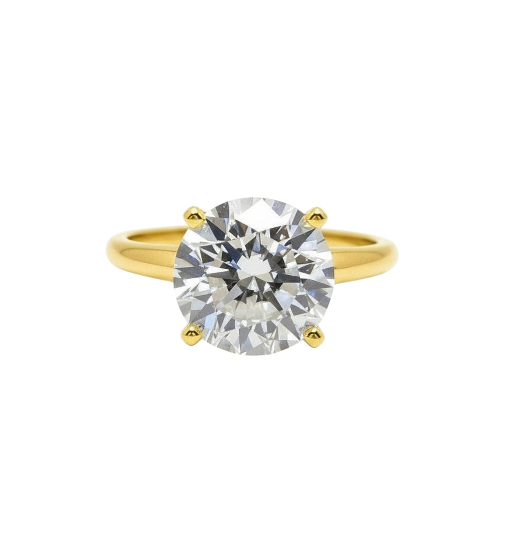5.01 Carat Round Brilliant Lab Grown Diamond Engagement Solitaire Ring in 14K Gold - Rarest Jewelries