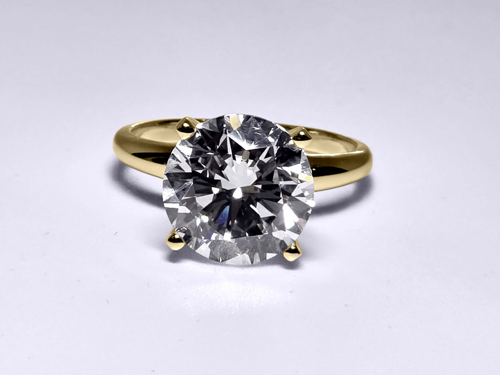 5.01 Carat Round Brilliant Lab Grown Diamond Engagement Solitaire Ring in 14K Gold - Rarest Jewelries