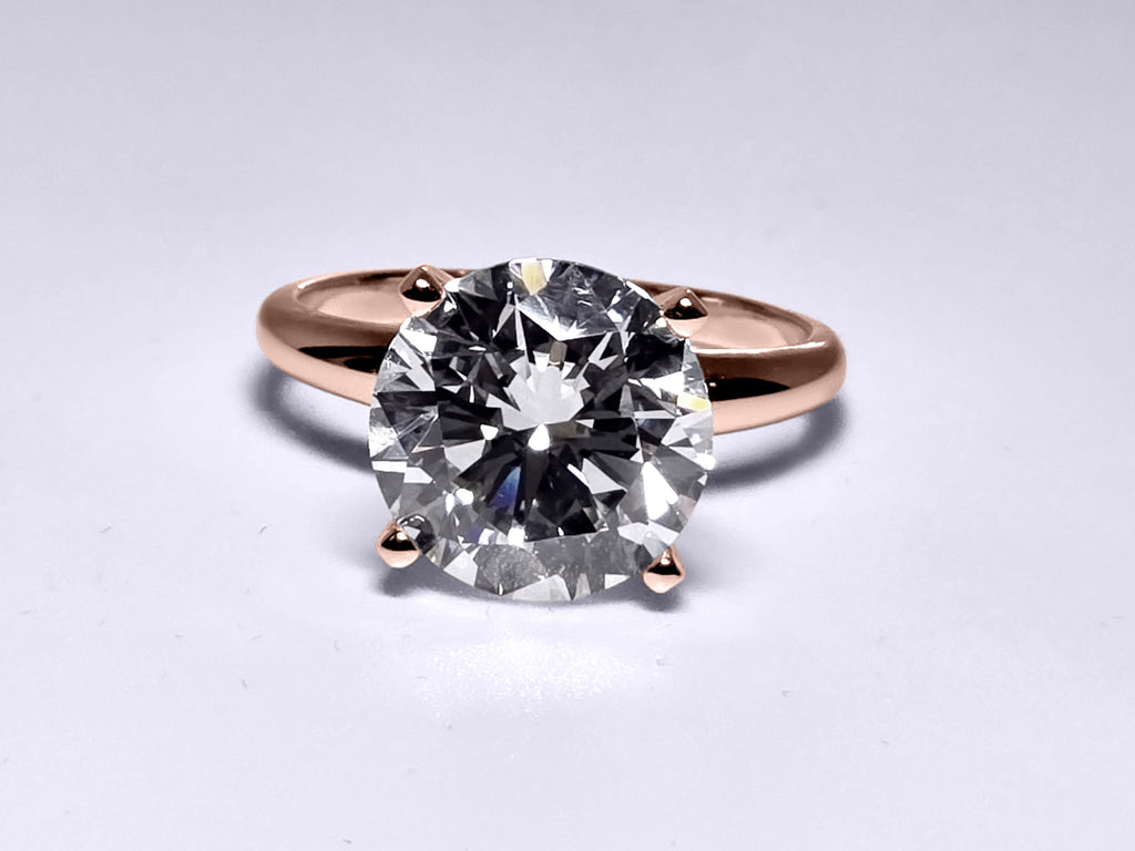 5.01 Carat Round Brilliant Lab Grown Diamond Engagement Solitaire Ring in 14K Gold - Rarest Jewelries