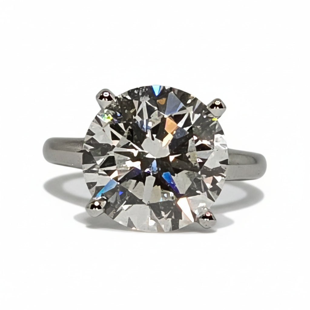 5.01 Carat Round Brilliant Lab Grown Diamond Engagement Solitaire Ring in 14K Gold - Rarest Jewelries