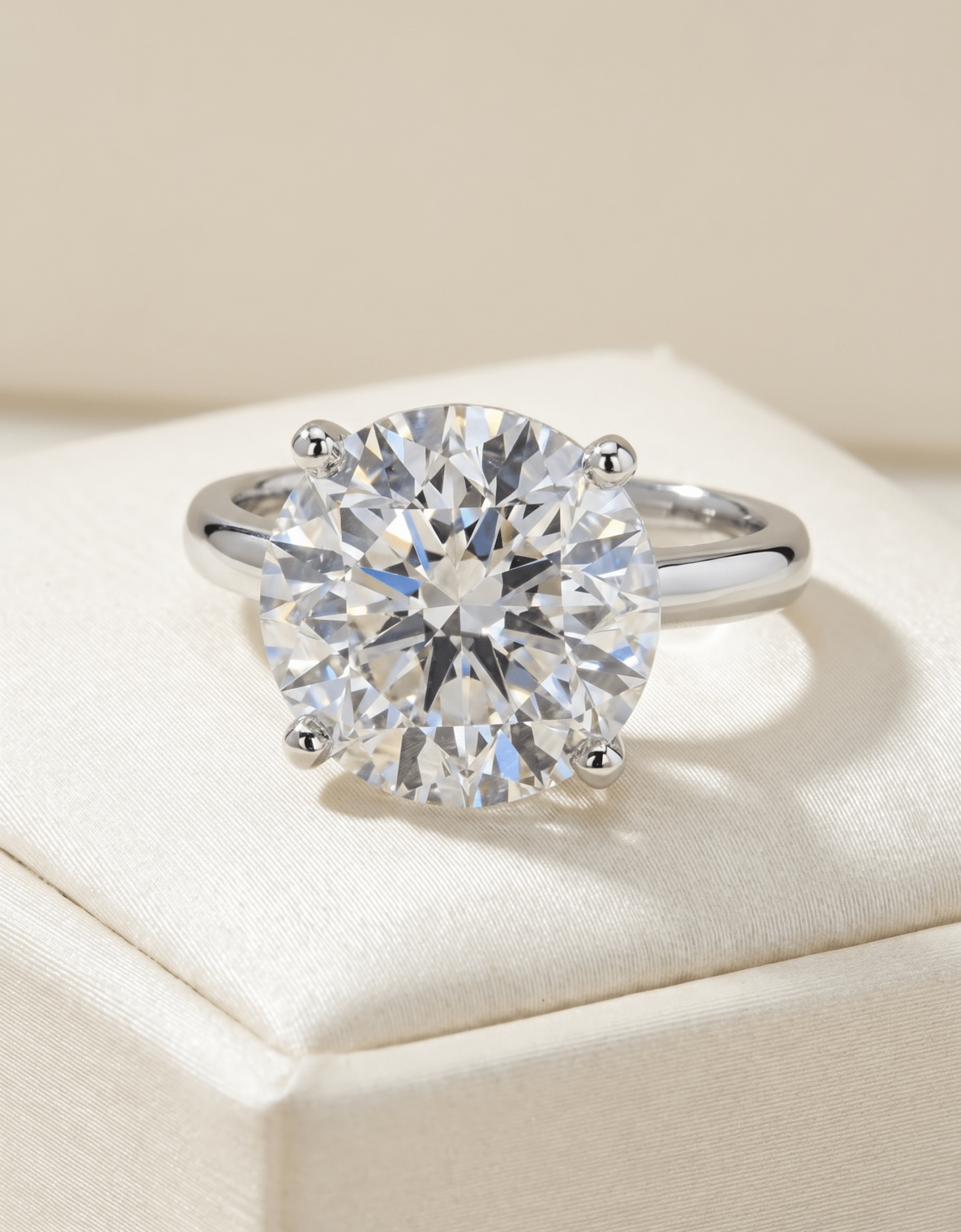 5.01 Carat Round Brilliant Lab Grown Diamond Engagement Solitaire Ring in 14K Gold - Rarest Jewelries