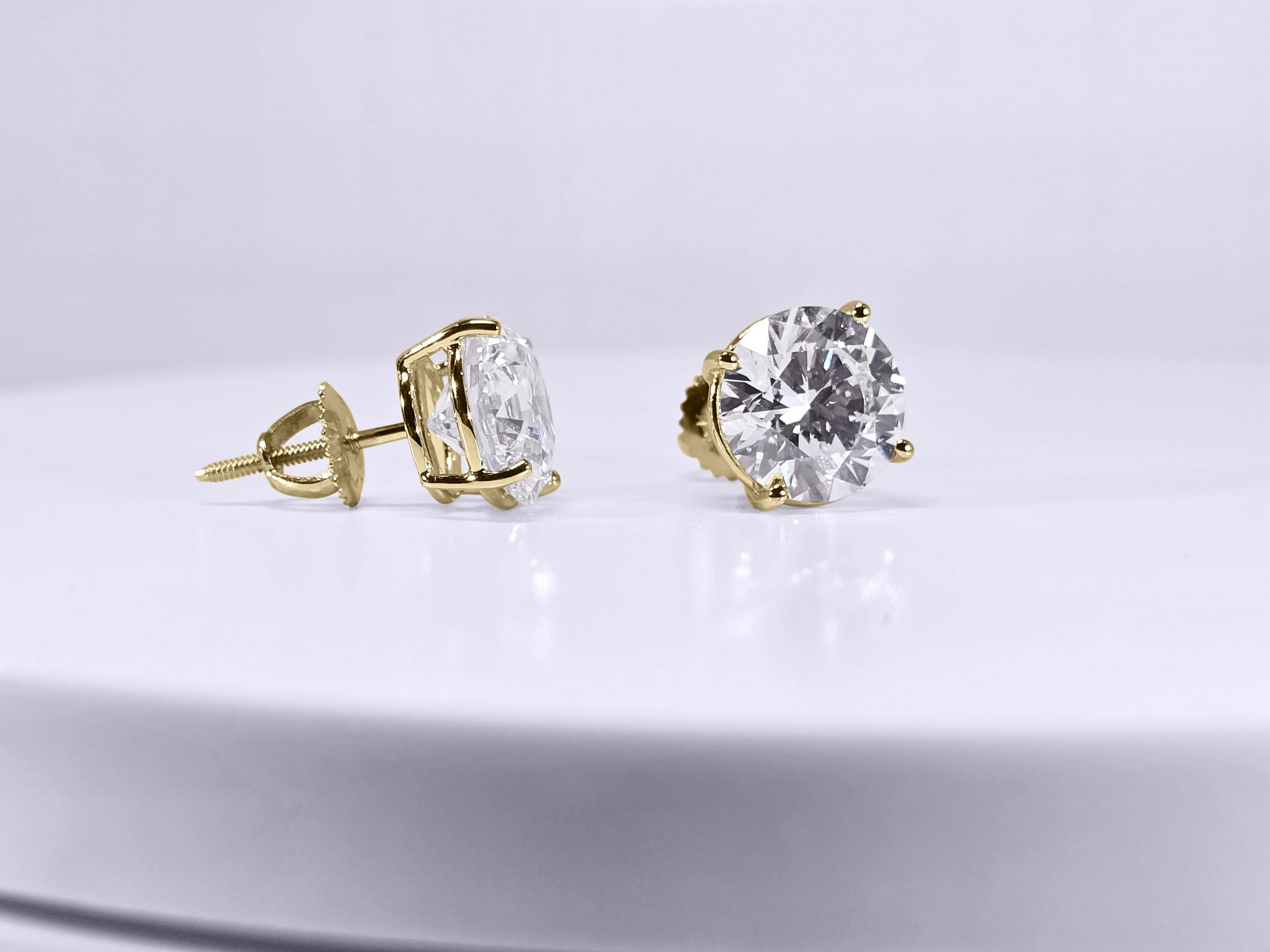 6 Carat Round Brilliant Lab Grown Diamond Stud Earrings in 14K Gold - Rarest Jewelries