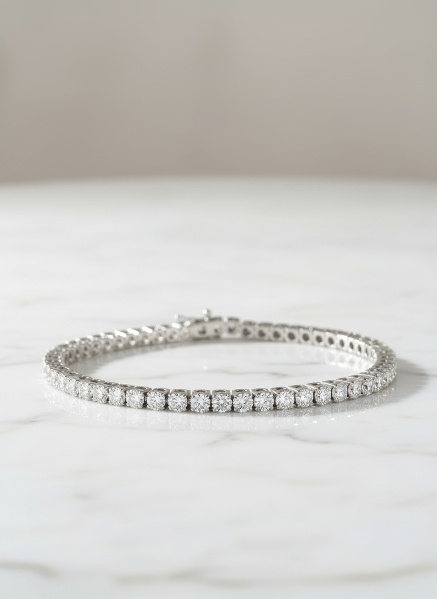 6.14 Ctw Lab Grown Diamond Round Tennis Bracelet in 14K Gold - Rarest Jewelries