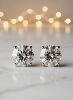 Lab Grown Round Diamond Stud Earrings in 14K Gold | 6 Carat - Rarest Jewelries