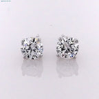 1 Carat Round Brilliant Lab Grown Diamond Stud Earrings in 14K Gold