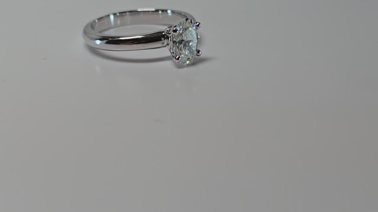 1 Carat Oval Cut Lab Grown Diamond Solitaire Engagement Ring in 14K Gold