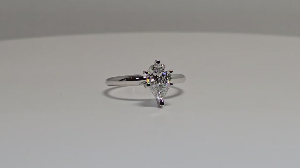 1.07 Carat Pear Cut Lab Grown Diamond Engagement Promise Ring in 14K Gold