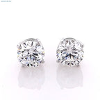 3.5 Carat Round Brilliant Lab Grown Diamond Stud Earrings in 14K Gold