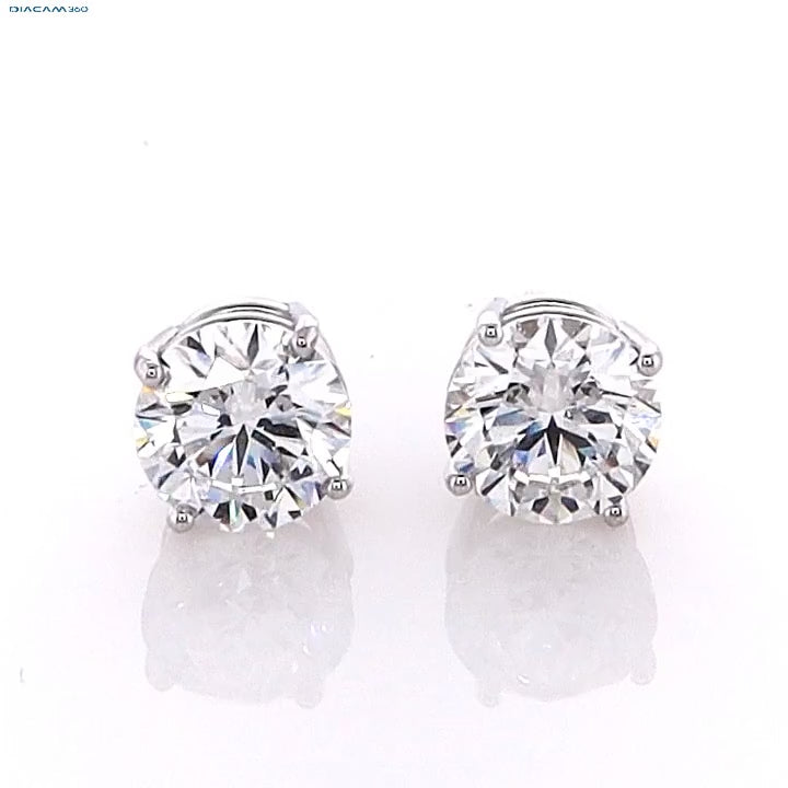 3.5 Carat Round Brilliant Lab Grown Diamond Stud Earrings in 14K Gold
