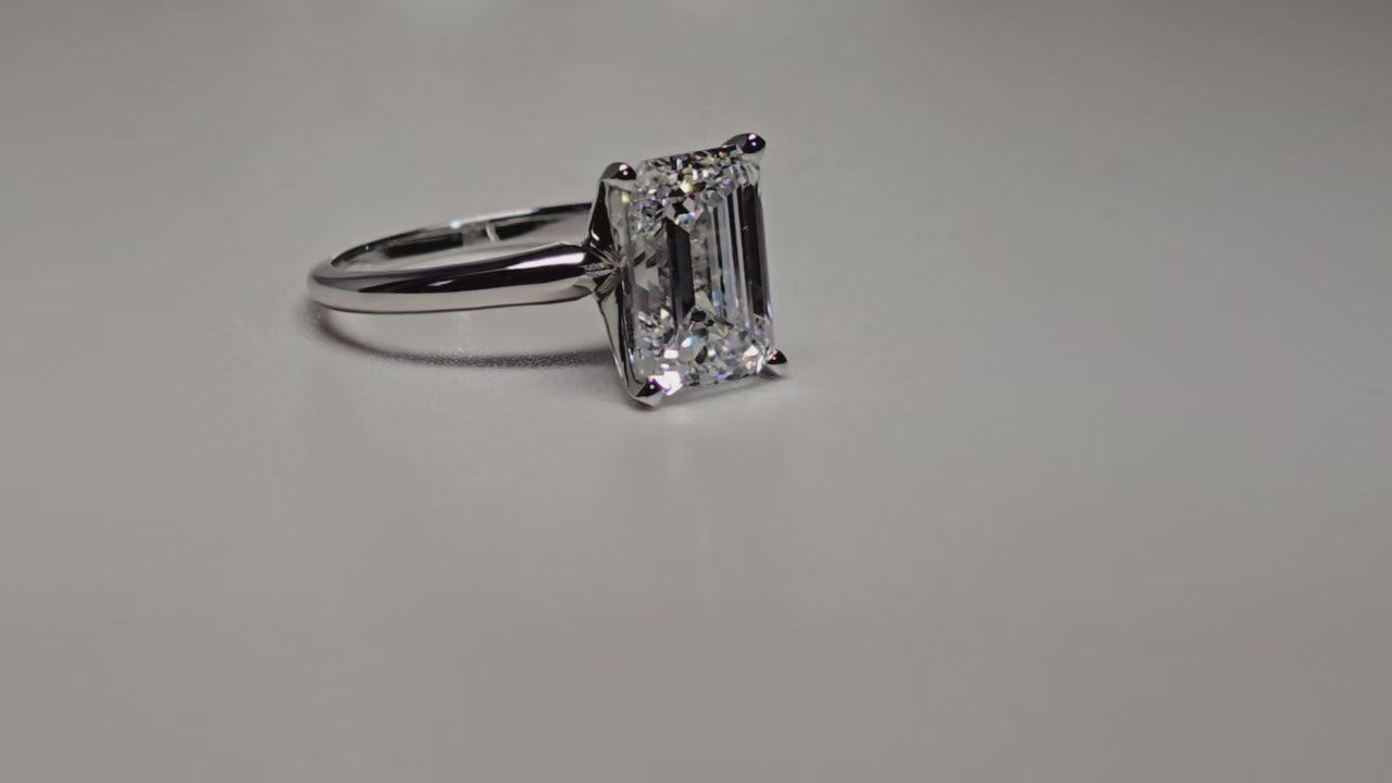 2.05 Carat Emerald Cut Lab Grown Diamond Engagement Promise Ring in 14K Gold