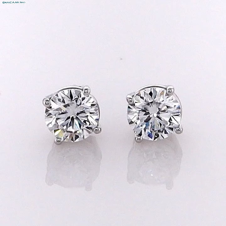 1.4 Carat Round Brilliant Lab Grown Diamond Stud Earrings in 14K Gold
