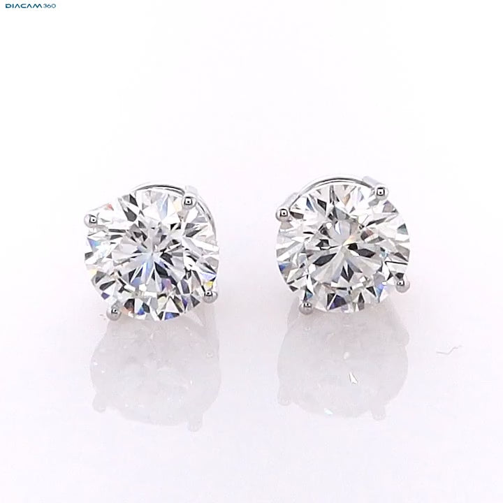 4 Carat Forever Round Brilliant Lab Grown Diamond Stud Earrings in 14K Gold