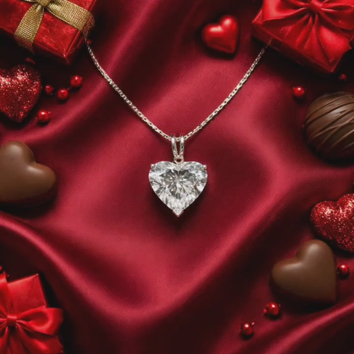 3.01 Carat Heart Shape Cut Lab Grown Diamond Pendant in 14K Gold