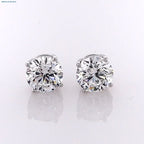 3 Carat Round Brilliant Lab Grown Diamond Stud Earrings in 14K Gold
