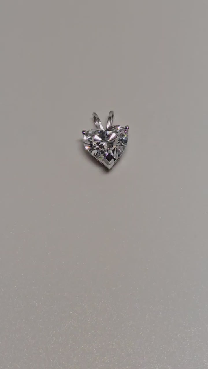 2.01 Carat Heart Shape Cut Lab Grown Diamond Pendant in 14K Gold